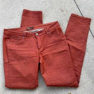 Prana Jeans. Maybe Kayla. Cool orange pattern. 12/31 Tall. Like new.